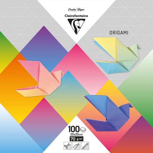 [1430829] Origami Clairefontaine Gradient 20x20cm set 100 feuilles 70g assorti