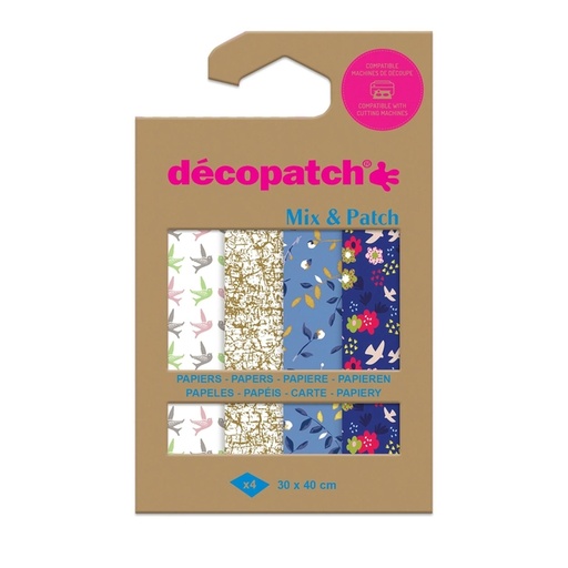 [1430831] Papier créa Décopatch 30x40cm set 4 feuilles thème Nuances de bleu