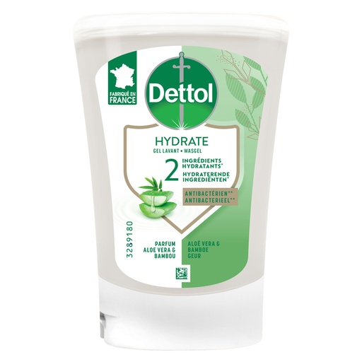 [1430866] Savon mains Dettol Hydrating Aloe Vera antibactérien 250ml recharge No-Touch