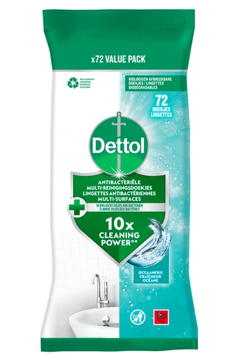 [1430870] Lingette multi-surfaces Dettol antibactérien Fraîcheur océane 72 pièces