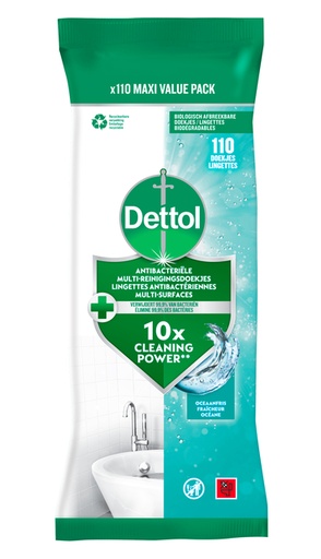 [1430876] Lingettes multi-surfaces Dettol antibactérien Océan 110 pièces