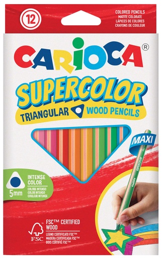 [1430235] Crayon de couleur Carioca Supercolor Triangular set 12 couleurs