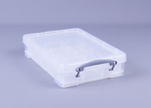 [1431227] Opbergbox Really Useful 4 liter inclusief vakkenverdeler 395x255x88mm transparant wit