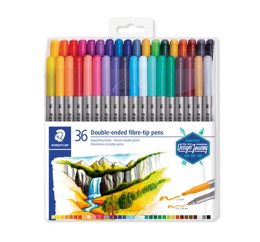 [1431214] Feutre Staedtler 3200 double pointe Fin et Ultra Fin étui 36 couleurs