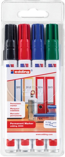 [1432904] Marqueur edding 3000 ogive 1,5-3mm assorti blister 4 pièces