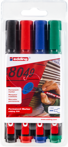 [1432907] Marqueur edding 330 biseau 1,5-5mm assorti blister 4 pièces