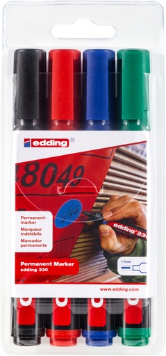 [1432907] Marqueur edding 330 biseau 1,5-5mm assorti blister 4 pièces