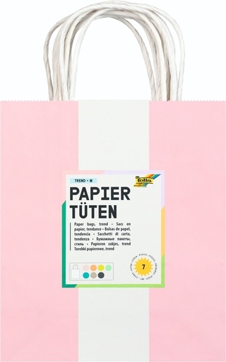 [1433046] Tas met handvat Folia kraftpapier 110gr 18x21x8cm set à 7 kleuren