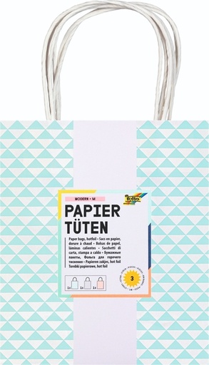 [1433049] Tas met handvat Folia kraftpapier 115gr 18x21x8cm wit set à 3 dessins