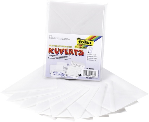 [1433051] Envelop Folia A6 115gr set à 8 stuks transparant
