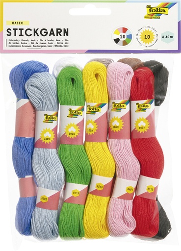 [1433056] Fil à broder Folia 10 brins 4m assorti
