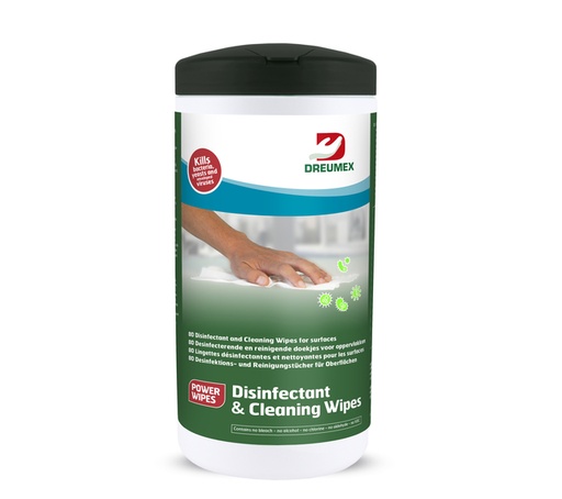 [1433074] Lingette désinfectante Dreumex Disinfectant & Cleaning tube 80 pièces  blanc