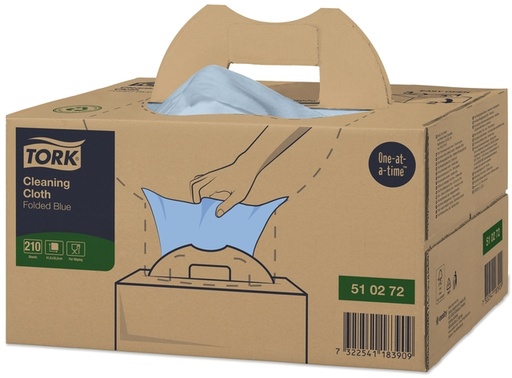 [1433230] Chiffon de nettoyage Tork Cleaning W7 510272 Handy Box 210 pièces bleu