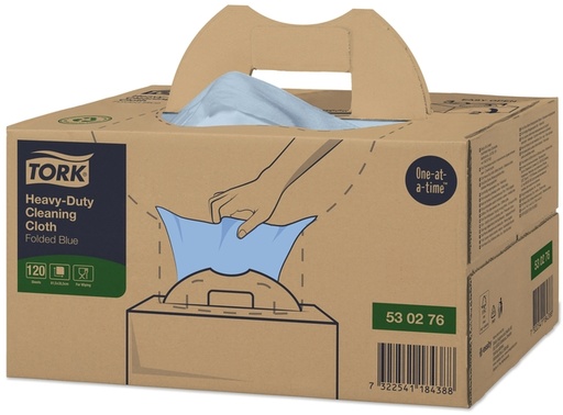 [1433242] Chiffon de nettoyage Tork Heavy-Duty W7 530276 Handy Box 1 épaisseur 120 feuilles bleu