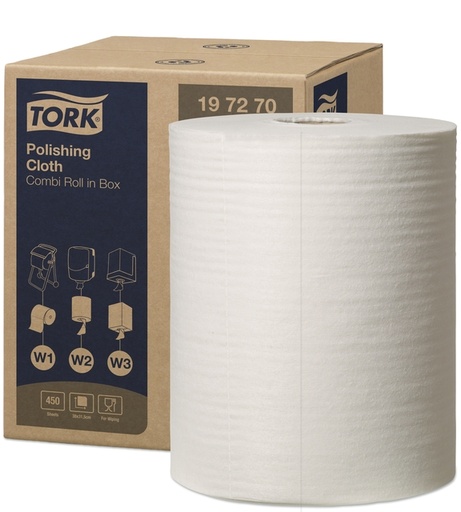 [1433255] Chiffon de polissage Tork W1-W2-W3 Premium 197270 1 épaisseur blanc 450 feuilles