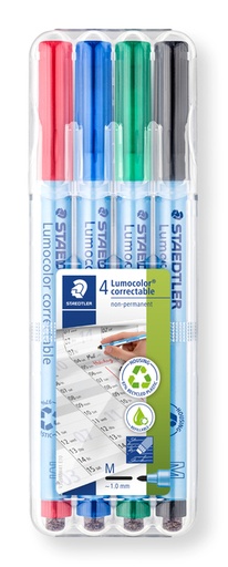 [1431206] Viltstift Staedtler Lumocolor 305 non permanent correctable M set à 4 stuks