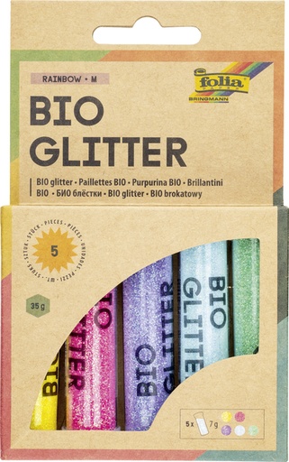[1433050] Glitterpoeder Bio Folia Rainbow 7gr 5 kleuren