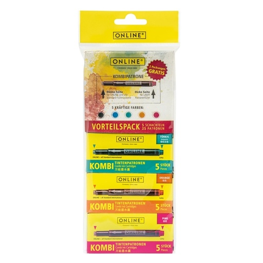 [1433962] Cartouche d'encre Online Combi assorti blister 5 boîtes x 5pièces
