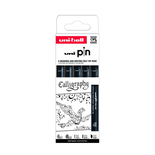 [1433779] Fineliner Uni-Ball Pin Calligraphie assorti set 5 pièces