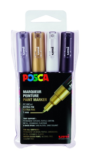 [1433828] Marqueur peinture Posca PC1MC Extra Fin assorti set 4 pièces