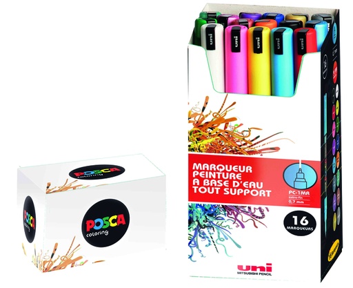 [1433823] Paintmarker Uni POSCA PC1MR extra fijn assorti set à 16 stuks