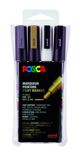 [1433793] Marqueur peinture Posca PC3M Fin assorti set 4 pièces