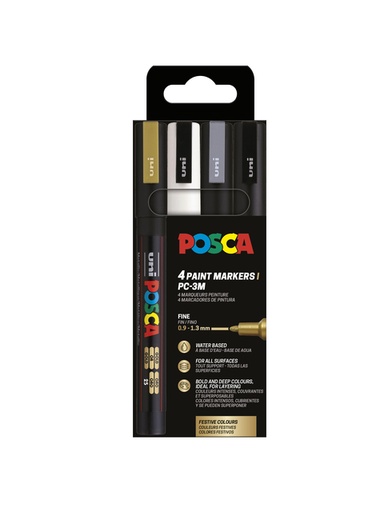 [1433793] Marqueur peinture Posca PC3M Fin assorti set 4 pièces