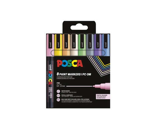 [1433844] Paintmarker Uni POSCA PC3M fijn pastel assorti set à 8 stuks