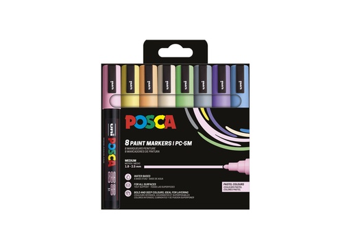 [1433909] Marqueur peinture Posca PC5M Medium pastel assorti set 8 pièces