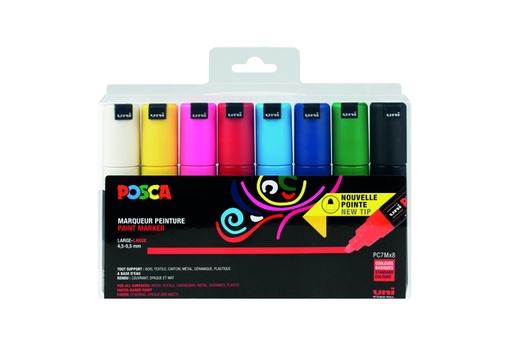 [1433770] Paintmarker Uni POSCA PC7M breed assorti set à 8 stuks