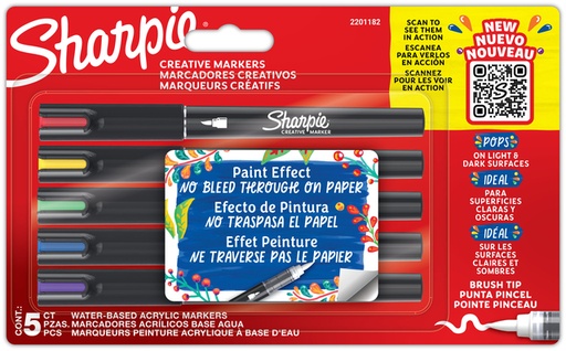 [1434206] Creatieve marker Sharpie brushpunt assorti blister à 5 stuks