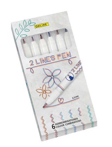 [1433965] Fineliner Online 2 pointes assorti boîte 6 pièces