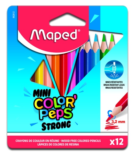 [1434213] Kleurpotlood Maped Color'Peps Mini Strong set á 12 kleuren
