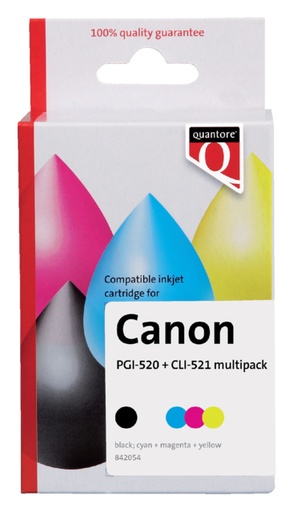 [842054] Inktcartridge Quantore alternatief tbv Canon PGI-520 CLI-521 2 zwart + 3 kleuren