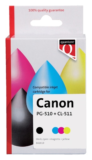 [842019] Cartouche d’encre Quantore alternative pour Canon PG-510 CL-511 noir+3 couleurs
