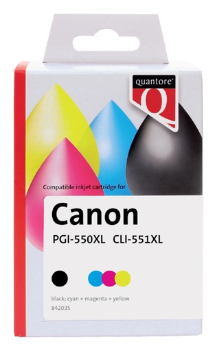 [842035] Cartouche d’encre Quantore alternative pour Canon PGI-550XL CLI-551XL noir+4 couleurs