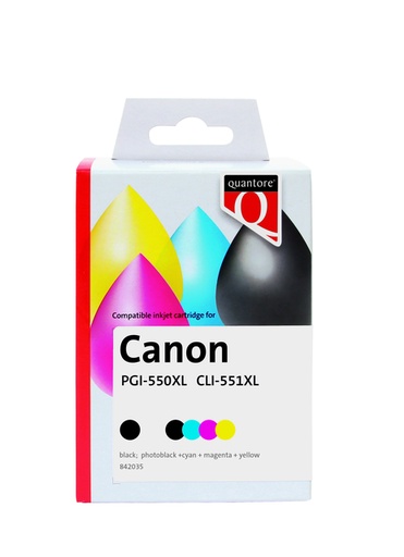 [842035] Cartouche d’encre Quantore alternative pour Canon PGI-550XL CLI-551XL noir+4 couleurs