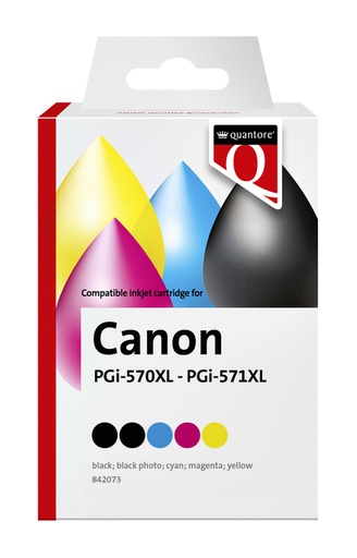 [842073] Cartouche d’encre Quantore alternative pour Canon PGI-570XL CLI-571XL 2x noir+3x couleurs