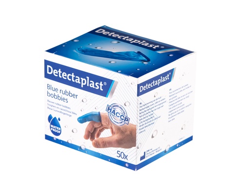 [1433167] Doigtier Detectaplast caoutchouc bleu 50 pièces