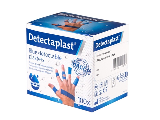 [1433185] Pansement bleu hydrofuge Detectaplast assorti 100 pièces