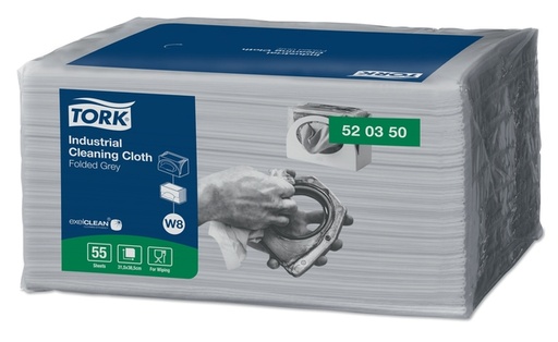 [1433238] Reinigingsdoek Tork Industrial Cleaning W8 55 doeken grijs 520350