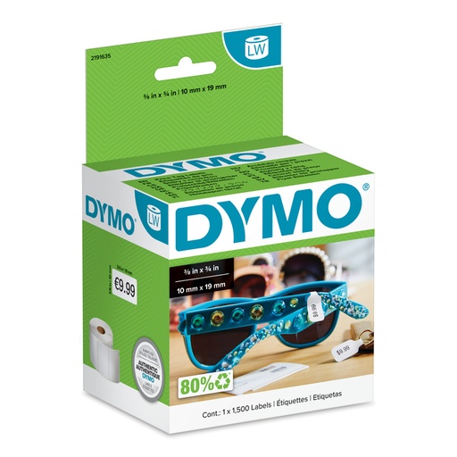 [1434208] Etiquette DYMO LabelWriter carte prix 10x19mm 1 rouleau 1500 pièces blanc