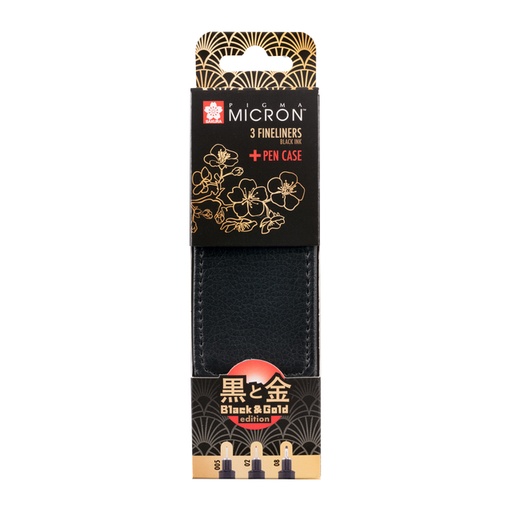 [1434267] Fineliner Sakura Pigma Micron Black & Gold Edition set à 3 breedtes + gratis etui