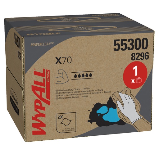 [1434288] Poetsdoek WypAll X70 PowerClean 426x282mm 200vel dispenserdoos wit 8296