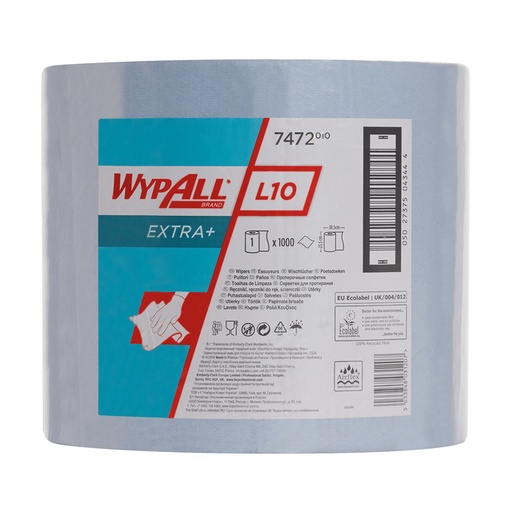 [1434293] Chiffon d'essuyage WypAll L10 Extra 7472 1 épaisseur 235mmx380m 1000 feuilles bleu