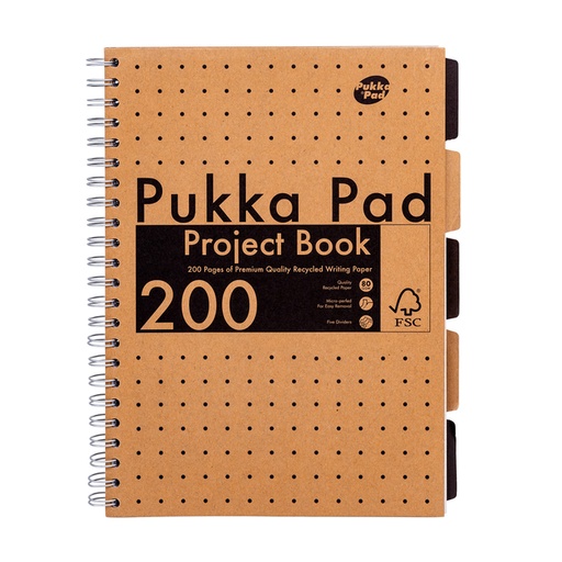 [1434361] Carnet de projets Pukka Pad Kraft A4 ligné 5 intercalaires 200 pages 80g