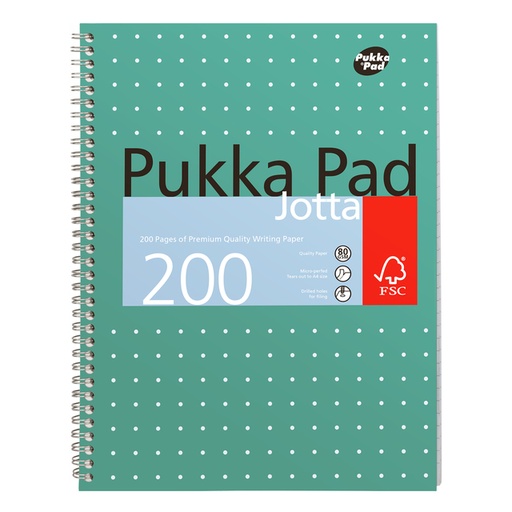 [1434362] Bloc-notes Pukka Pad Jotta A4 ligné 4 perforations 200 pages 80g vert