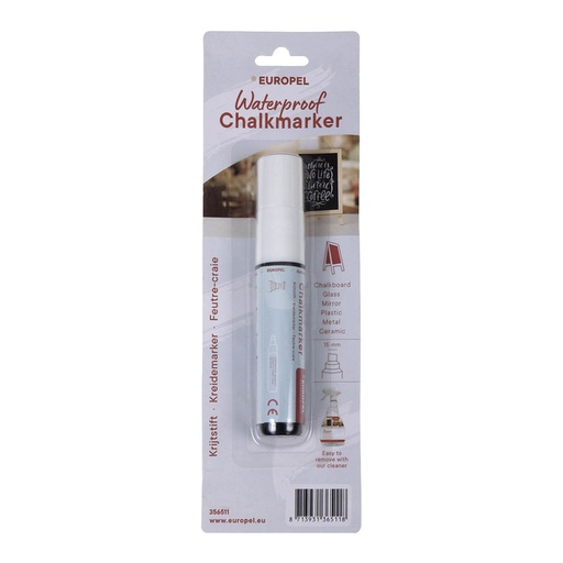 [1434482] Feutre craie Europel indélébile 15mm blanc blister 1 pièce