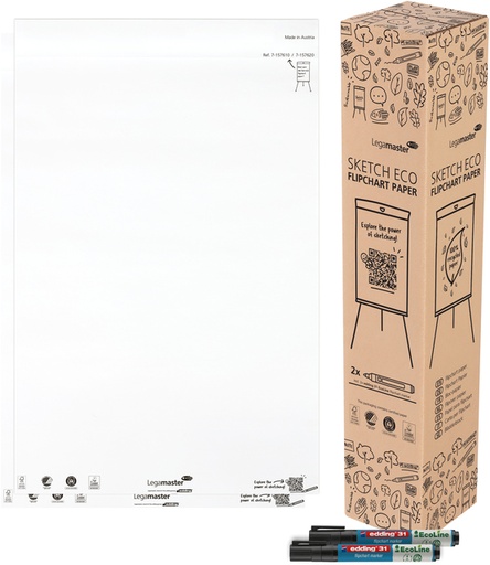 [1434505] Bloc papier chevalet Legamaster SKETCH ECO uni 2x 50 feuilles