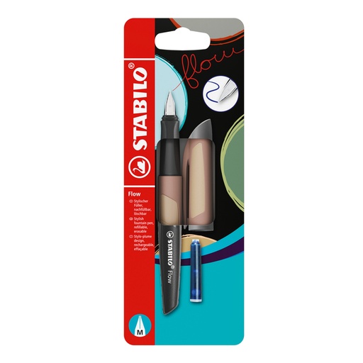 [1434755] Stylo plume STABILO Flow Medium marron clair blister 1 pièce